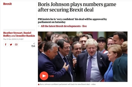 Brexit gokken hot na Brexit deal Boris Johnson